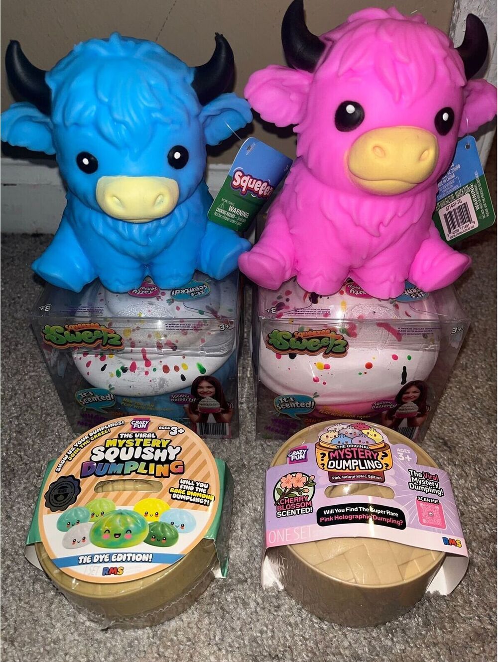 6 Piece Squishy Dumpling Bundle Gender Reveal Baby Shower Gift Pink Blue